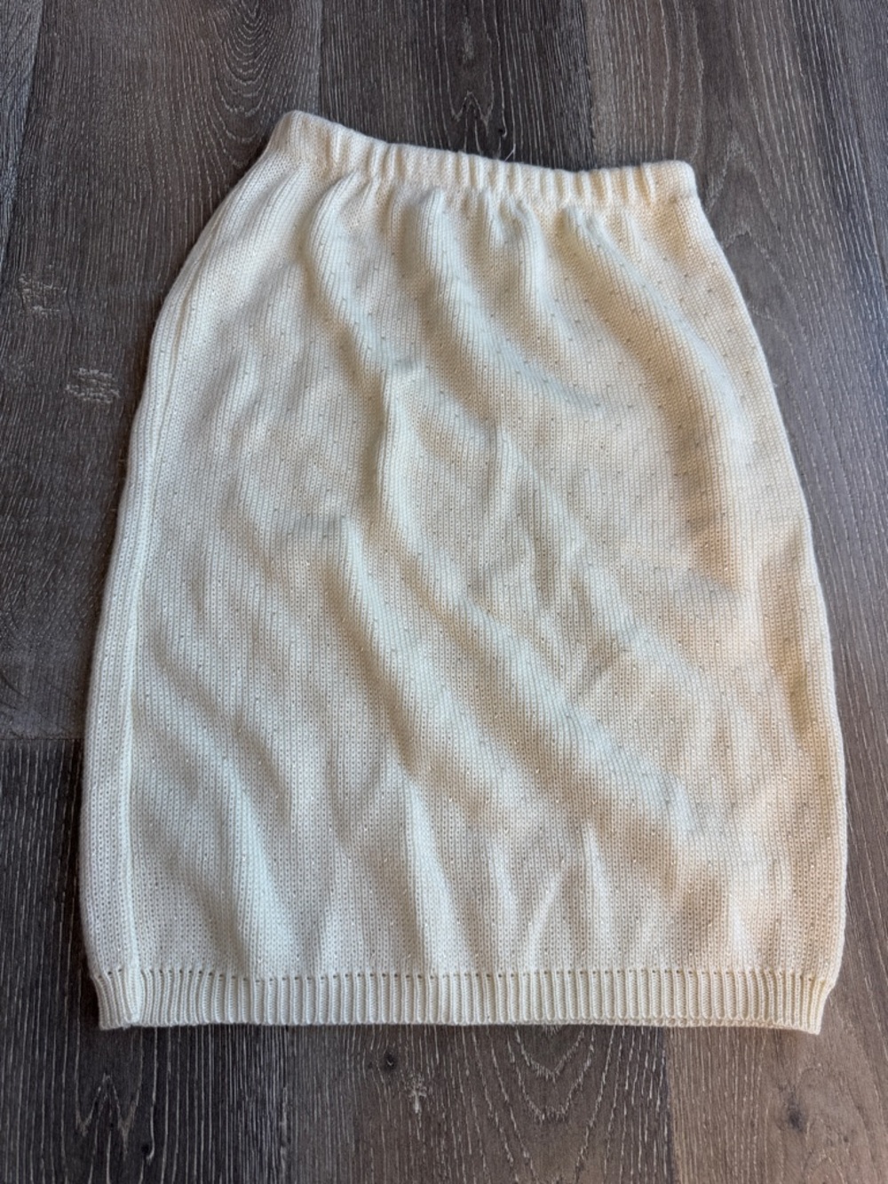 Vintage Gunne Sax by Jessica McClintock Cream Knit Pencil Skirt Ribbed Hem 0461